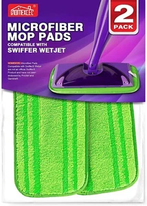Microfiber Mop Pads Compatible With Swiffer WetJet Reusable Machine Washable 2Pc - Picture 1 of 7