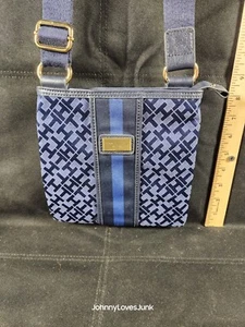 Tommy Hilfiger Signature Blue Crossbody Purse Adjustable Strap Shoulder Bag - Picture 1 of 3