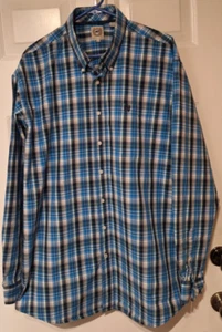 Cinch Button Down Western Shirt Men's XL Blue Black Plaid LS Cowboy Black Logo - Picture 1 of 6