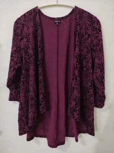 NWOT Torrid Purple Velvet Burnout Blazer Cardigan Kimono Size 2/2X - Picture 1 of 6