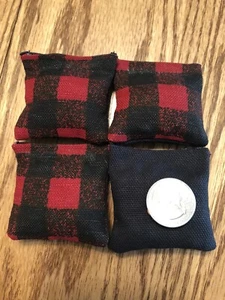 4 Buffalo Plaid ( Black Back) Mini cornhole, bean bags, 2" X 2" - Picture 1 of 1