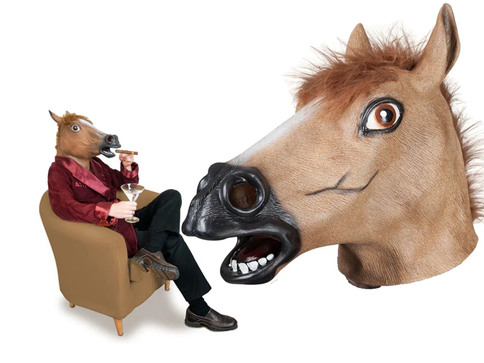 Horse Head Rubber Mask Panto Fancy Dress Party Races Cosplay Adults New - Image 1 of 1