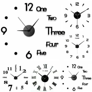 3D Mirror Surface Large Wall Clock Modern DIY Sticker Office Home Shop Art Decor - Picture 1 of 14