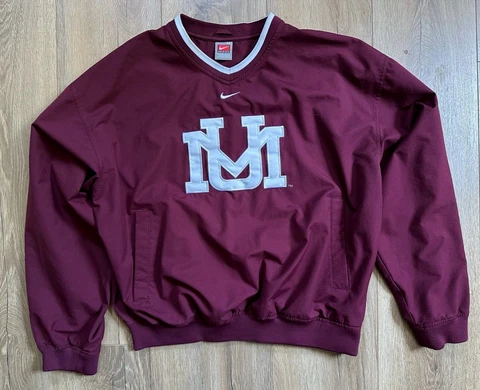 VTG Nike University of Montana Grizzlies Pullover Mini Check Jacket M EUC Swoosh Cover