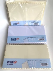 50 Kraftpapier Uni Kartenrohlinge Weiß Elfenbein Umschläge Weihnachten Party Hochzeit 300 g/m² - Bild 1 von 1