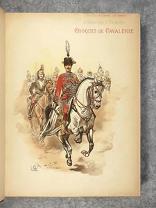 VALLET LOUIS. A TRAVERS L'EUROPE CROQUIS DE CAVALERIE. 1893. 50 PLANCHES COULEUR - Picture 1 of 12