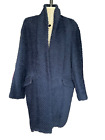 Isabel Marant Dark Blue textured weave cocoon wool mix coat size 38
