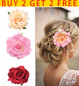 Large Rose Flower Hair Clip Bridal Hairpin Brooch Wedding Accessory Bridesmaid - Picture 1 of 51