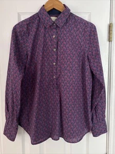 J. Crew Women's Beautiful Red & Blue Paisley Cotton Tunic Blouse Shirt - Size M - Picture 1 of 3
