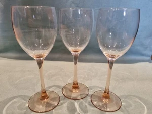 Vintage Luminarc France Set of 3 Rose Pink Stem Wine Glasses GC - Picture 1 of 6