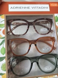 Adrienne Vittadini 3 Pair +2.50 Premium Reading Glasses🍋BOXED NEW‼️ - Picture 1 of 9