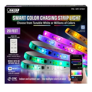 Feit Electric 20' Smart Color LED Chasing Strip Light, You Can Use Anywhere - Picture 1 of 5