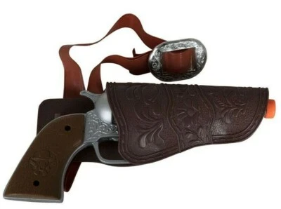 MARKENLOS Wild West Set Colt Pistole 25 cm Gürtel braunes Halfter Cowboyzubehör