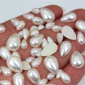 100 Stck. Tropfen Perle Bead Flatback Strass ABS Acryl Perlen für Schmuckherstellung - Bild 1 von 9