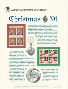 US Commemorative Panel #377 Scott 2578-9 Christmas '91 CV $18 - Picture 1 of 1