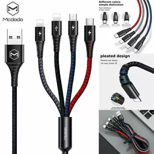 MCDODO 1.2M 4 in 1 Fast Charging Cable Data Cord For iPhone Micro USB Type C - Picture 1 of 8