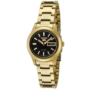 Seiko Women's SYMD96 5 Automatic Black Dial Gold-Tone Stainless Steel Watch - Picture 1 of 7