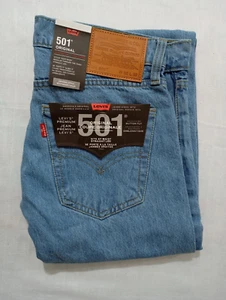 LEVIS 501 ORIGINAL MENS REGULAR STRAIGHT LEG FIT LIGHT BLUE JEANS NEW ALL SIZES - Picture 1 of 2
