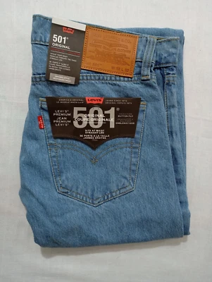 LEVI'S JEANS LEVIS 501 ORIGINALE UOMO REGULAR GAMBA DRITTA FIT AZZURRO NUOVO TUTTE LE TAGLIE
