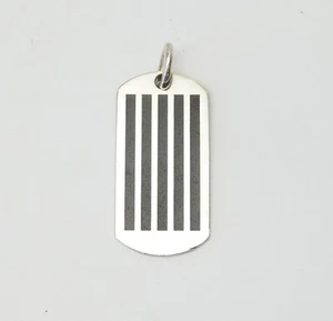 Pendente Tag In Argento Sterling Con Strisce Di Smalto Nero Di Christofle - Foto 1 di 3