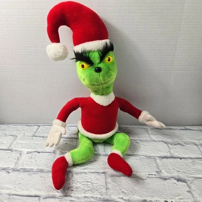Vintage 1983 Coleco Dr Suess Santa Grinch Plush with Bushy Eyebrows Hard Eyes - Image 1 of 4