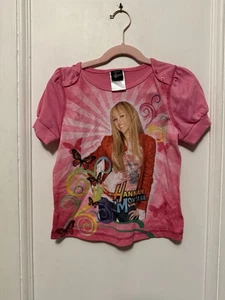 Vintage y2k 2000s Hannah Montana Miley Cyrus Disney Graphic Pink T Shirt 8-10 - Picture 1 of 13