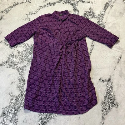 J Jill Wearever Dress Womens Sz 3X Shirred Tie-front Purple Passionfruit Floral - Image 1 of 4