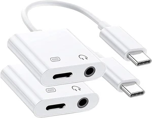 2 Pack for iPhone 17 Headphone Adapter Splitter USB Type C to 3.5 mm Headphone - Picture 1 of 8