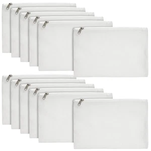 Paquete de 12 bolsas de cremallera de lona en blanco a granel, bolsa de lápiz de lona, 8x6 pulgadas - Imagen 1 de 10