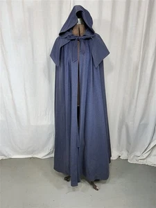 mantello mantello con cappuccio lana blu taglia unica lungo XVIII secolo replica antica originale - Foto 1 di 7