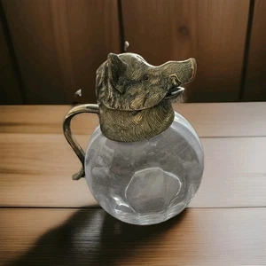 Boars Head S/P Large Water Pitcher, Glass Eyes By Valenti, Spain - Picture 1 of 8