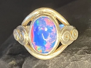 Handmade in Australia solid purple opal vintage sterling silver ring Size M 1/2 - Picture 1 of 12