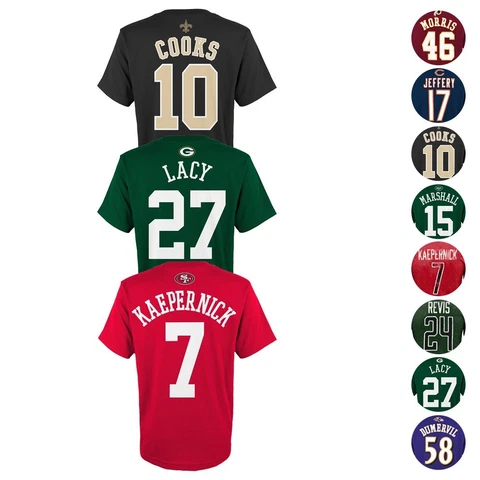 NFL Official Team Player Name & Number Jersey T-Shirt Collection Youth (S-XL) Cover