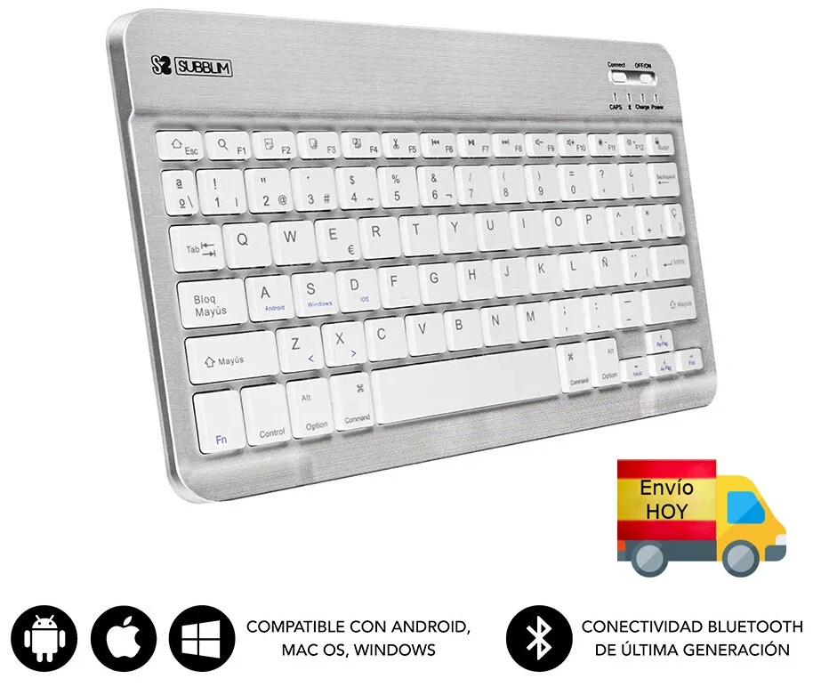 NUEVO TECLADO PC BLUETOOH 3.0 MINI COMPATIBLE PC ANDROID MAC ESPAÑOL Ñ ENVIO HOY - Imagen 1 de 4