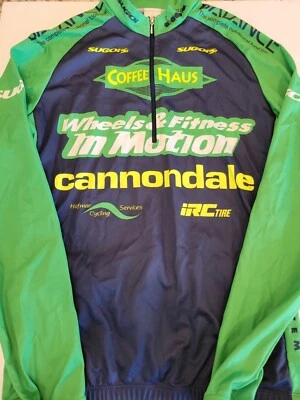 Vtg. Sugoi Cannondale Coffee Haus long sleeve 1/2 zip cycling jersey  M - Image 1 of 4