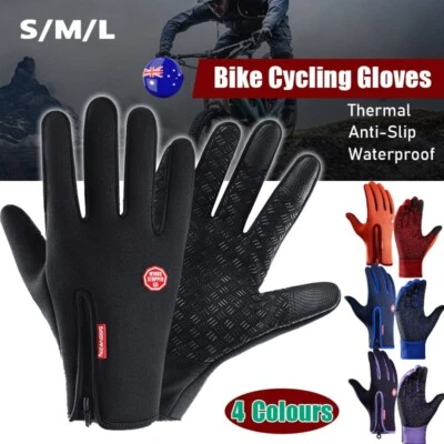Bike Cycling Gloves Waterproof Touchscreen Full Fingers Warm Winter Fitness Uses - image 1 of 4
