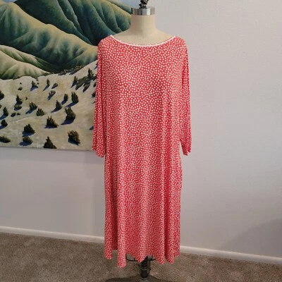 Susan Graver Liquid Knit 1X Dress Polka Dot 3/4 Sleeve Pockets - Image 1 of 4