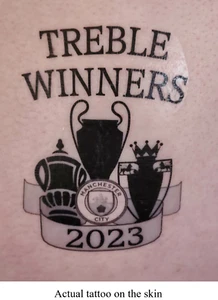 Tatuaggio temporaneo Man City Treble Winners una tantum spedizione gratuita - Foto 1 di 3