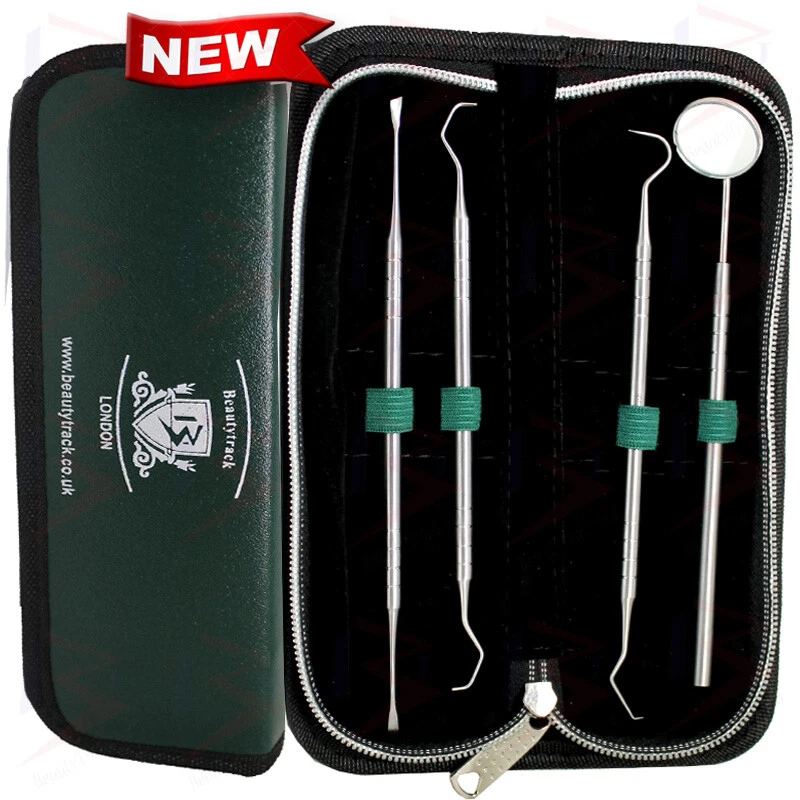 BEAUTYTRACK 4 PCS DENTAL SCALER SET DENTIST SCRAPER PICK TOOLS CALCULUS PLAQUE REMOVER KIT