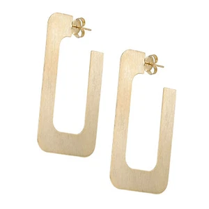Pendientes de aro Vada rectangulares de 2,5 pulgadas Sheila Fajl en oro cepillado - Imagen 1 de 4