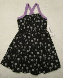 fabkids Black Palm Tree Criss-Cross Strap Cotton Fit & Flare Sundress Size 6 NWT - Picture 1 of 8
