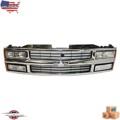 Fits 1994-1999 Chevy C1500 SUBURBAN New Front Chrome Grille Headlamp Side Lights - Image 1 of 4