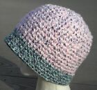 Delicate Light Pink/Blue Colors Larger Crocheted Beanie - Handmade by Michaela