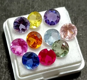 8 mm Natural Certified Mix Color Sapphire Round 12 Pcs Certified Loose Gemstone - Picture 1 of 8