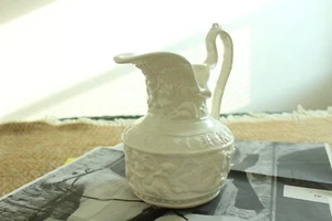 Vintage Greek Pitcher Mythology Poseidon Neptune Mermaids Cherub Raised Jug Vase - Picture 1 of 10