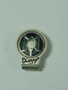 Vintage Divvy Golf Money Clip Holder Silver Tone Green Black Enamel  - Picture 1 of 8