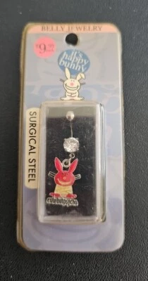 Jim Benton Bunny Rojo Estrás Cuelga Ombligo Anillo Naval Joyería Corporal Nuevo de Lote Antiguo Foto 1 de 4