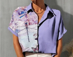 Izuria - NEUE "lila" Bluse mit Libellenmuster - Gr. 3XL - Bild 1 von 1