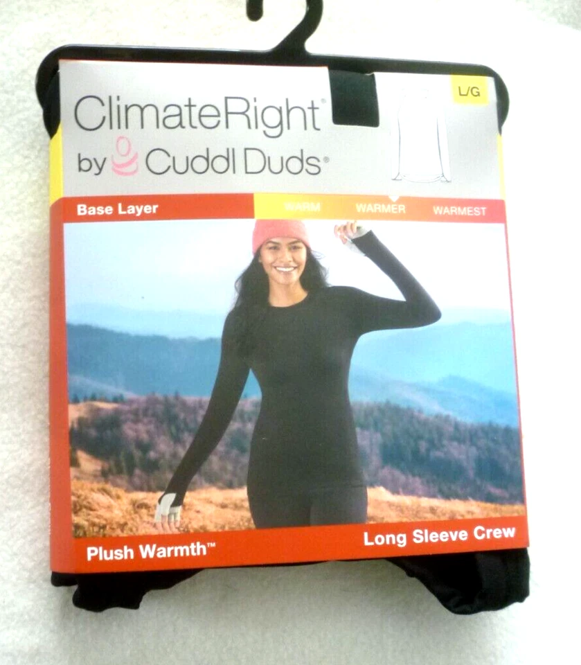 Climate Right Cuddl Duds Para Mujer Manga Larga Cuello Redondo Talla Grande Negro NUEVO Foto 1 de 1
