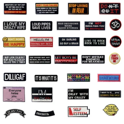 Embroidered Iron On Sew On Patches Logo transfers appliques alphabet word UK - Image 1 of 4